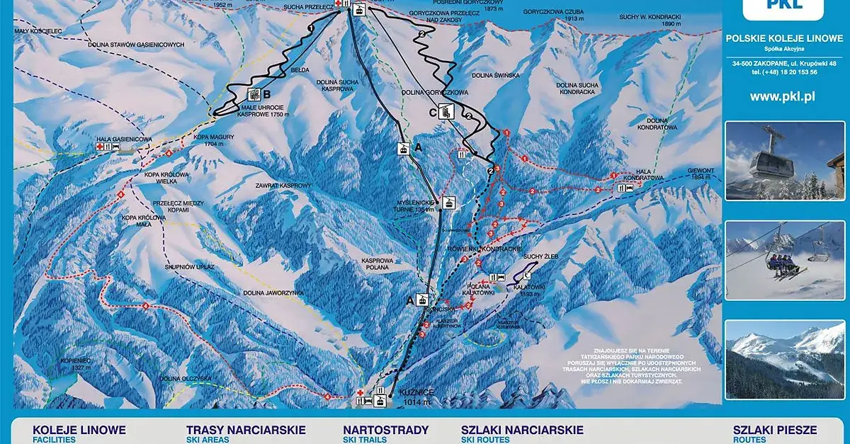 Mapa stoków narciarskich Zakopane